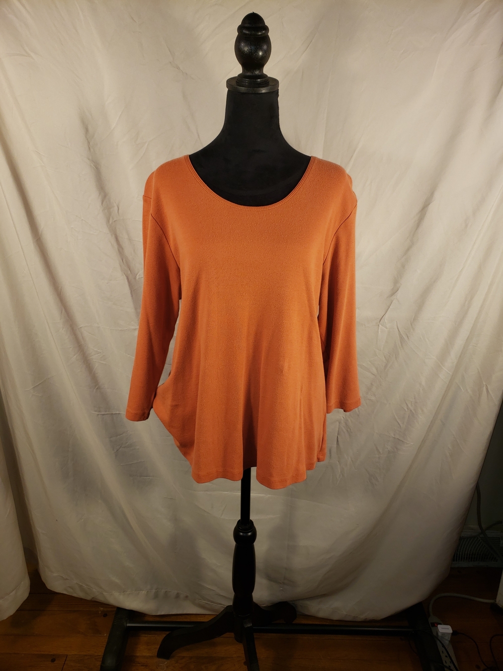 Rebecca Malone Rust-Tone Scoop Neck Long Sleeve Top - 2X